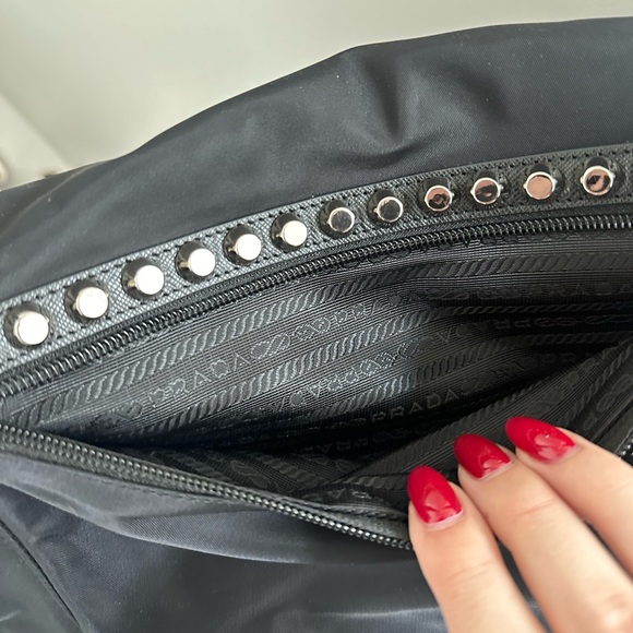 PRADA Tessuto Nylon Vela Studded Shoulder Bag - RARE 🖤⛓️ 100% authentic - Picture 8 of 12